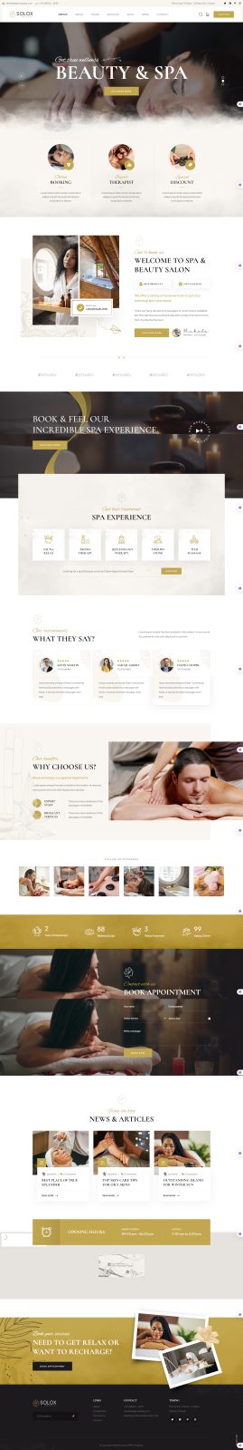 Solox spa and beauty website template preview