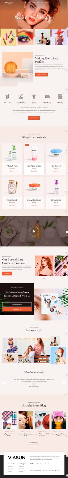 Viasun makeup and cosmetics website template preview